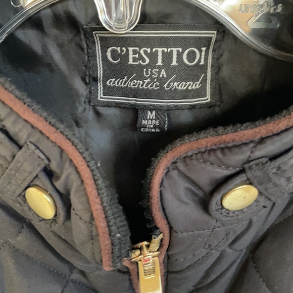 C’esttoi quilted vegan leather lined zip front fully lined vest size medium - Picture 4 of 7